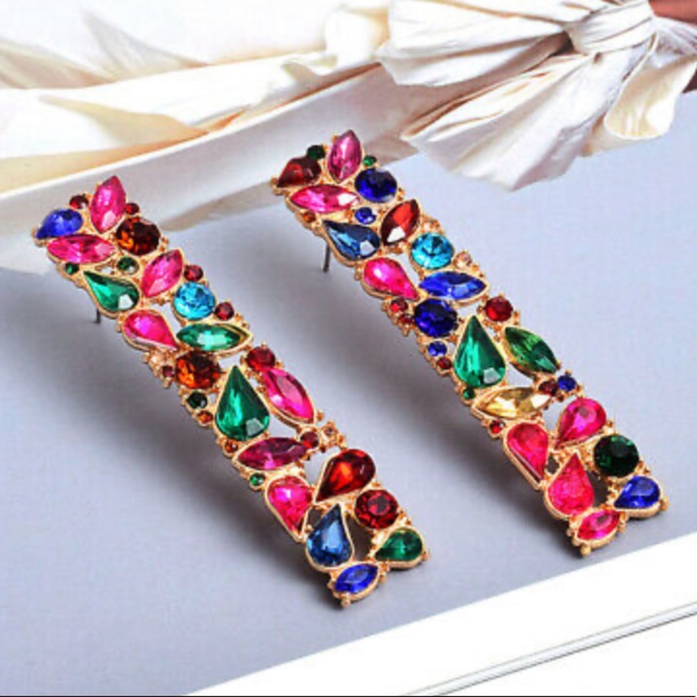 NEW 18k gold plated multicolored Unique Earrings - Picture 3 of 6